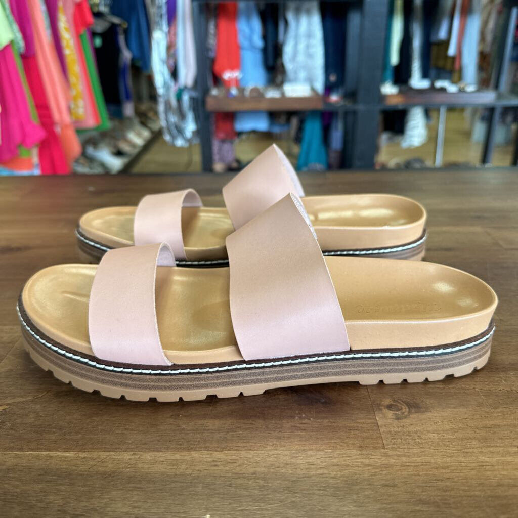 Madewell Dusty Blush Double Strap Slide Sandals 10