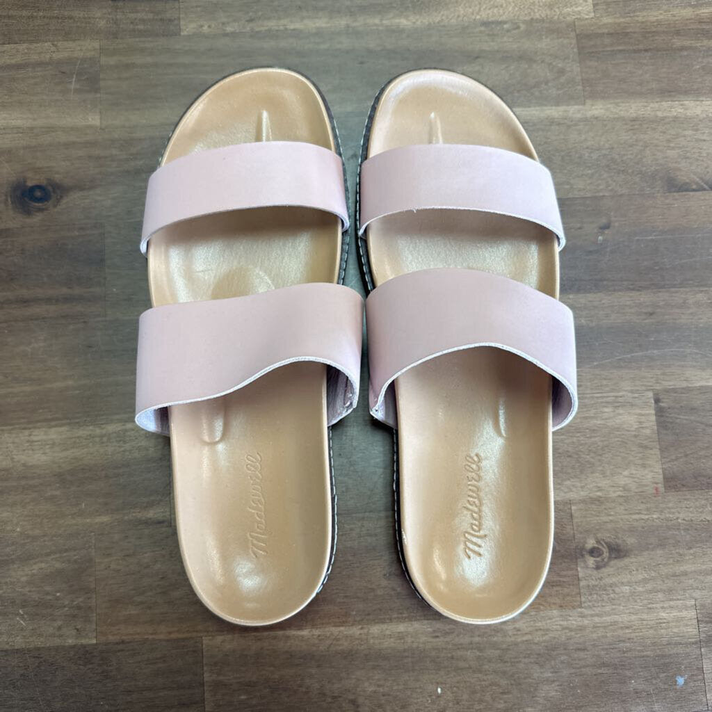 Madewell Dusty Blush Double Strap Slide Sandals 10