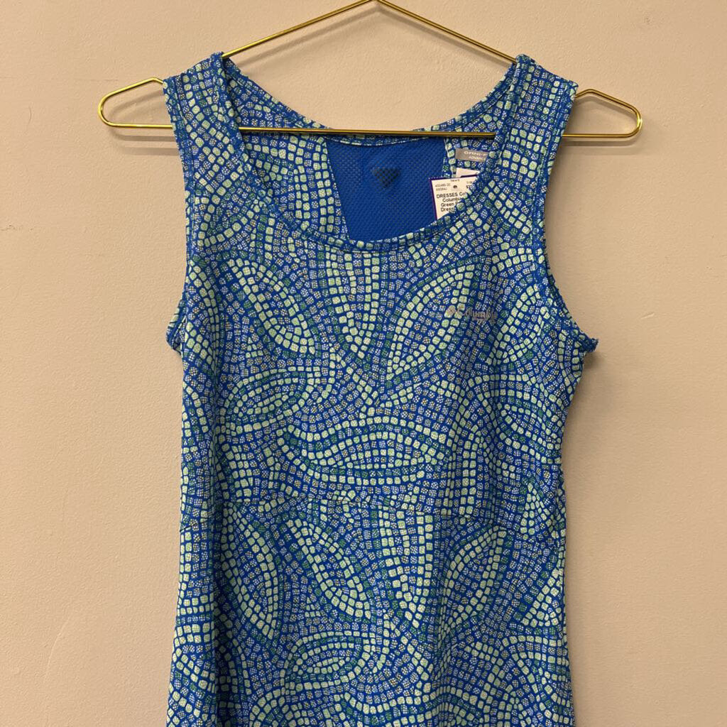 Columbia Blue/ Green Print Tank Dress Small