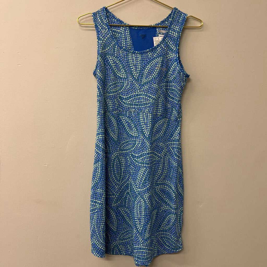 Columbia Blue/ Green Print Tank Dress Small