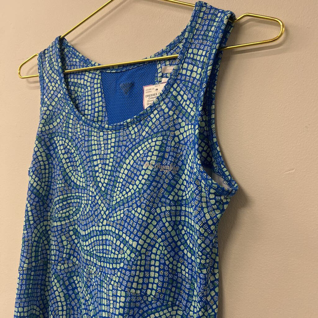 Columbia Blue/ Green Print Tank Dress Small