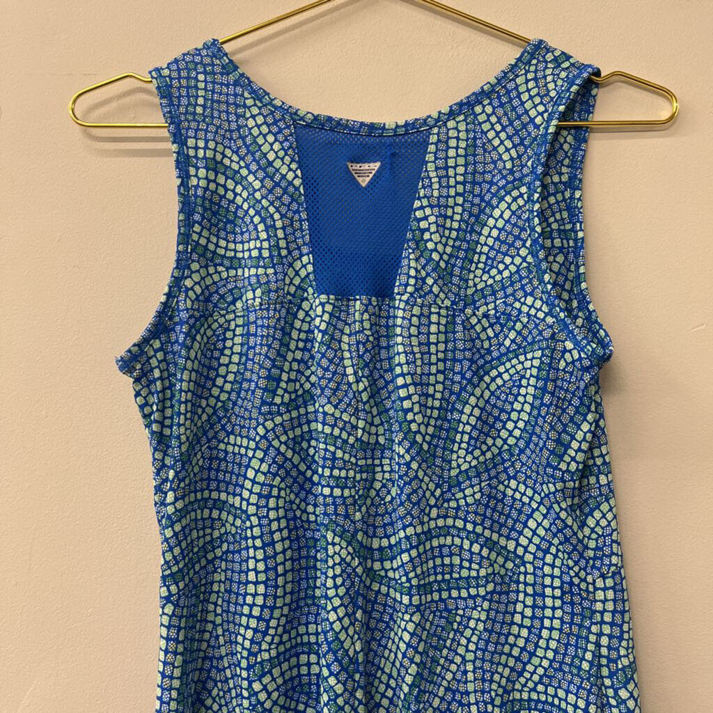 Columbia Blue/ Green Print Tank Dress Small