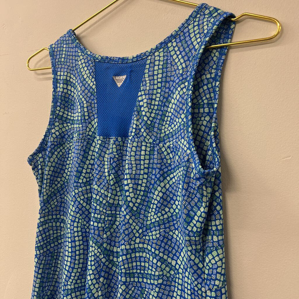 Columbia Blue/ Green Print Tank Dress Small