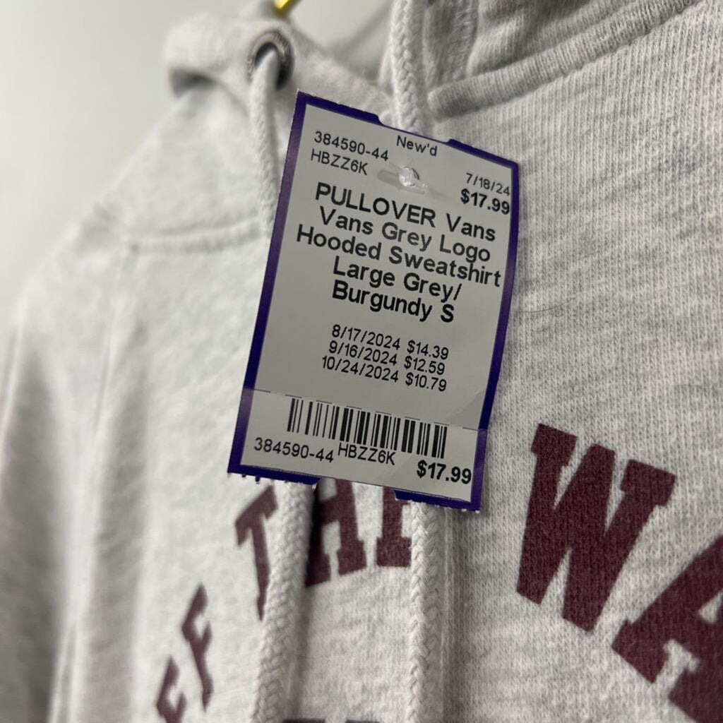 Vans Grey Logo Hooded Sweatshirt Large