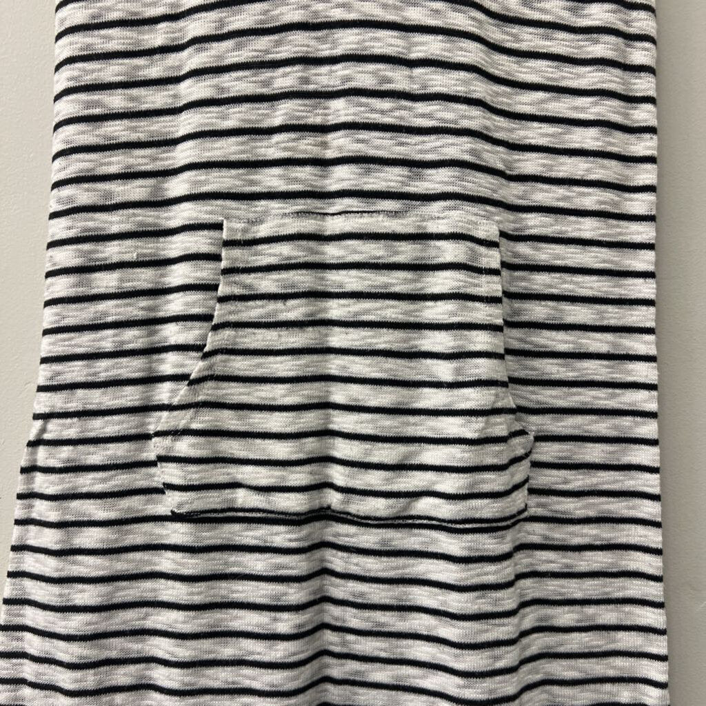 Merona Black/ White Striped Sleeveless Dress With Hood Small