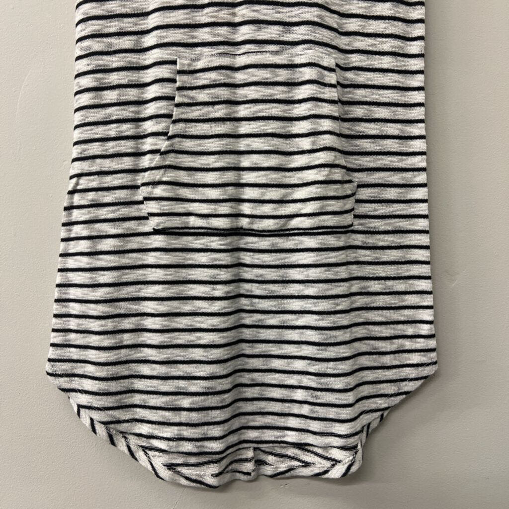 Merona Black/ White Striped Sleeveless Dress With Hood Small