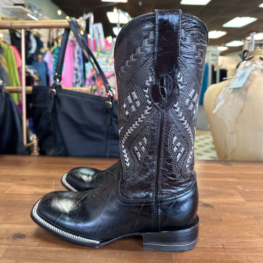 Ferrini Black Square Toe Western Boot 7.0