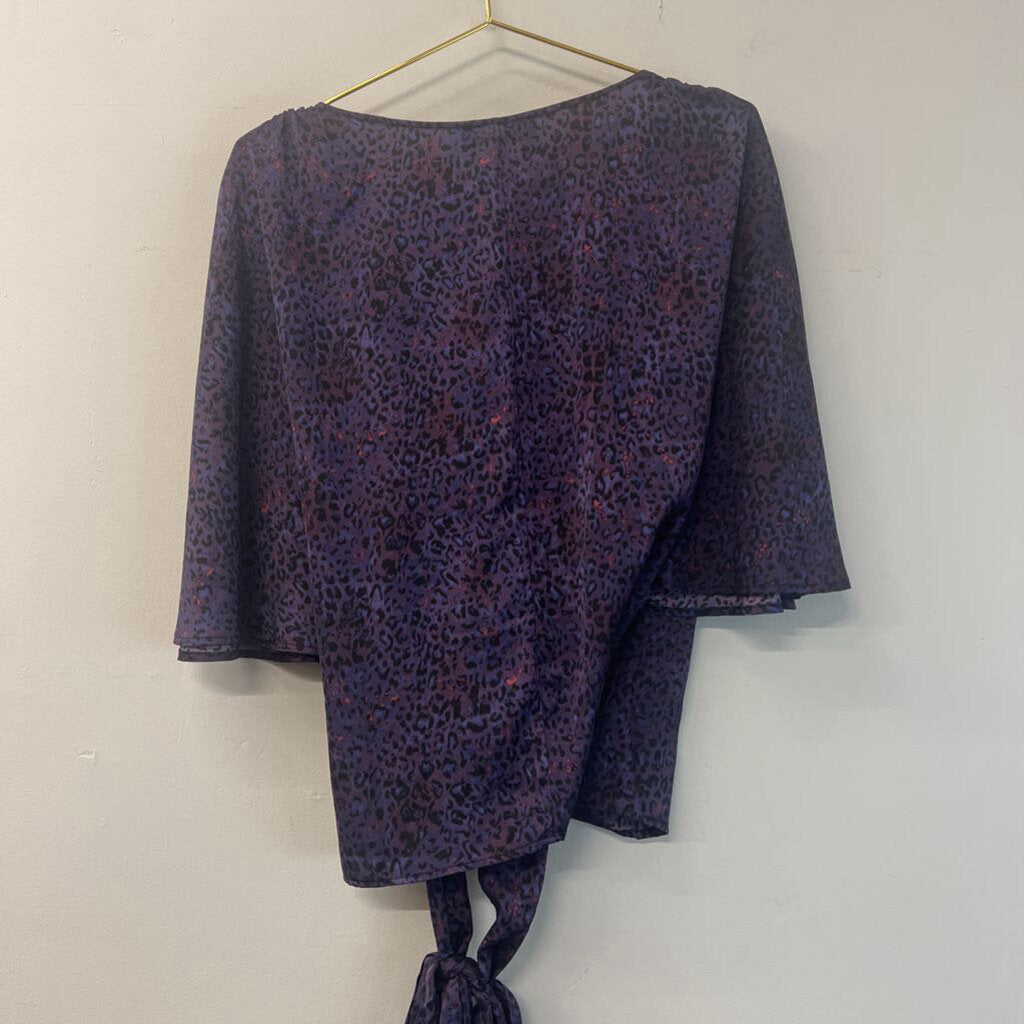 Purple Cheetah Wrap Top Large