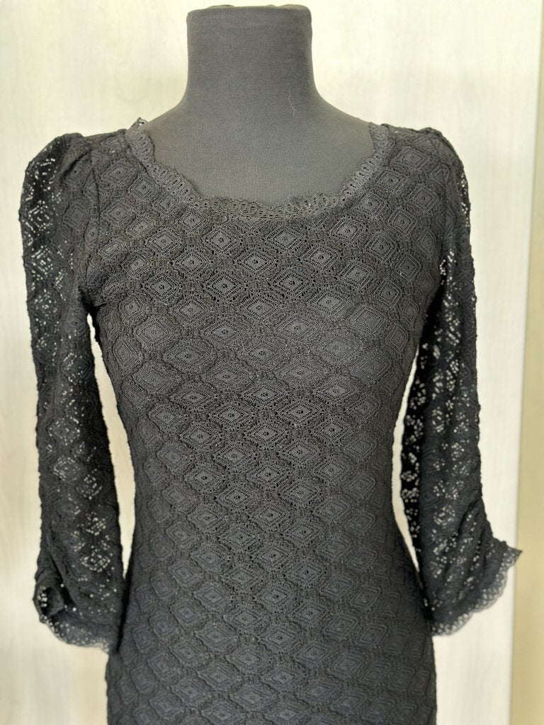 Joie Black Lace Puff Sleeve Dress Small