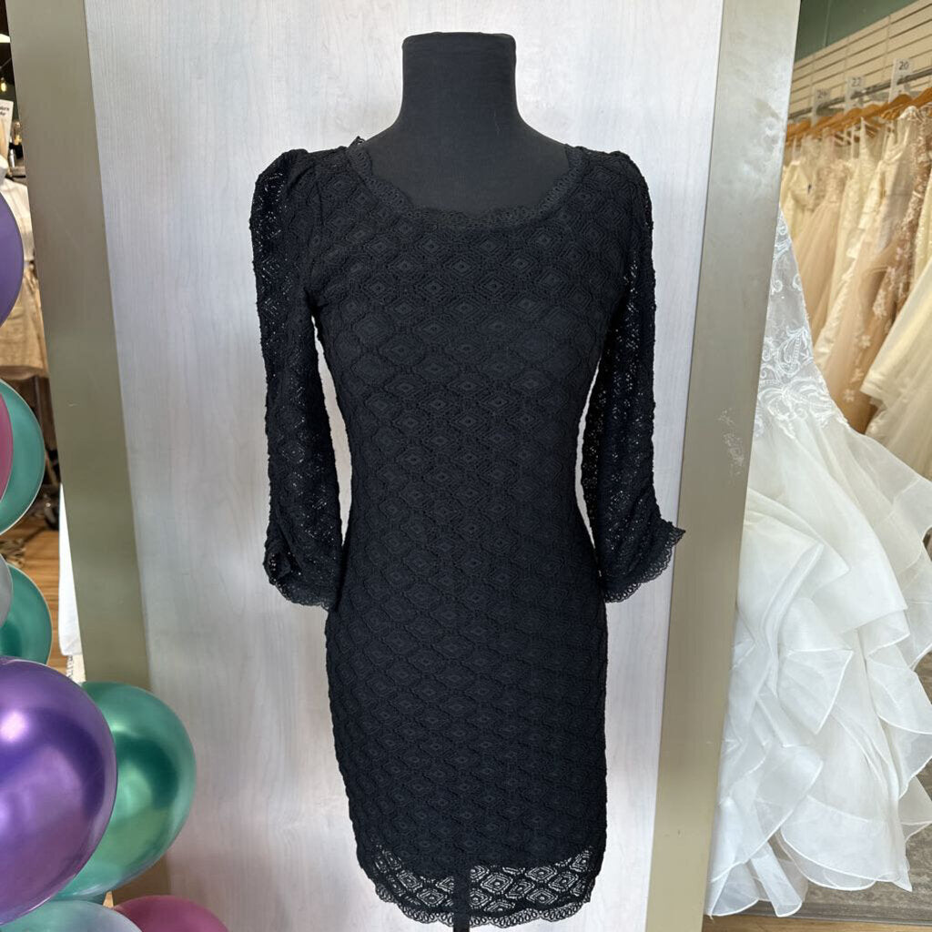 Joie Black Lace Puff Sleeve Dress Small