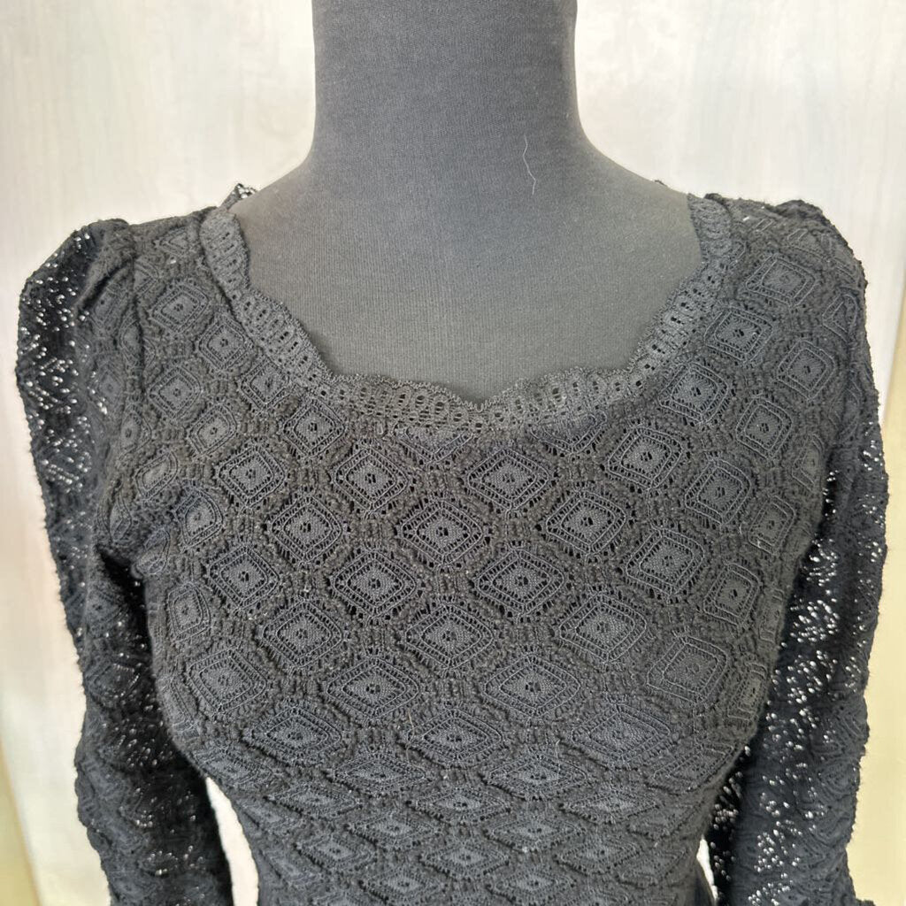 Joie Black Lace Puff Sleeve Dress Small