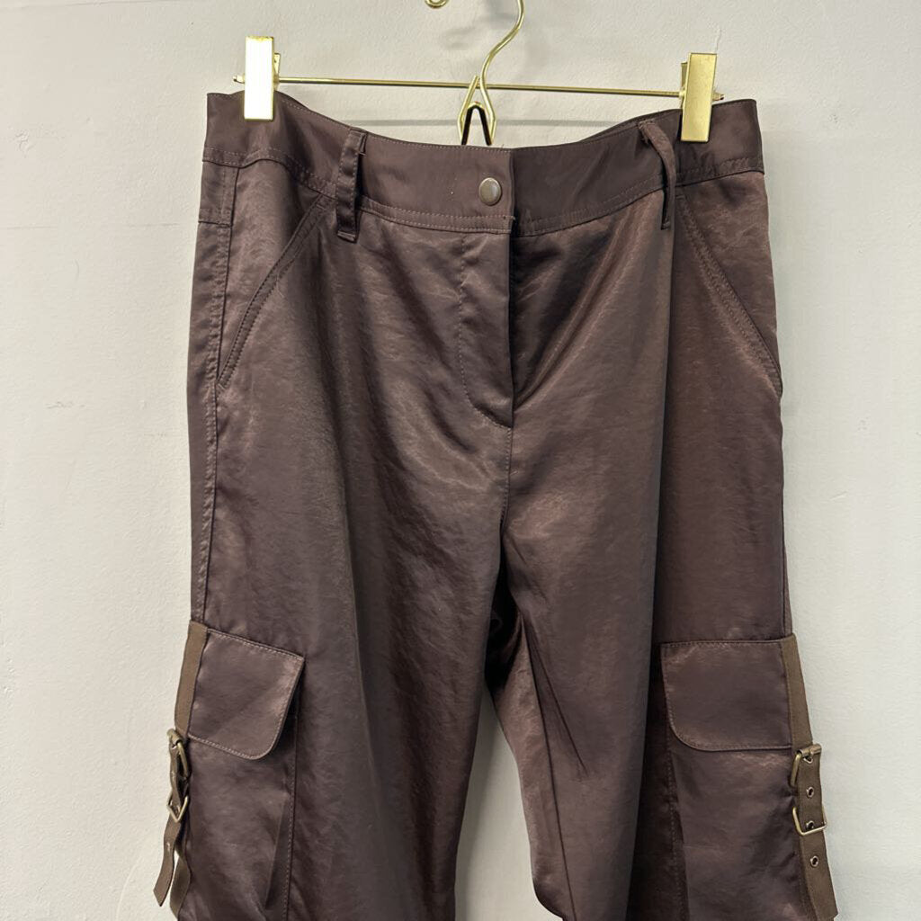 Express Brown Silky Cargo Pants 6