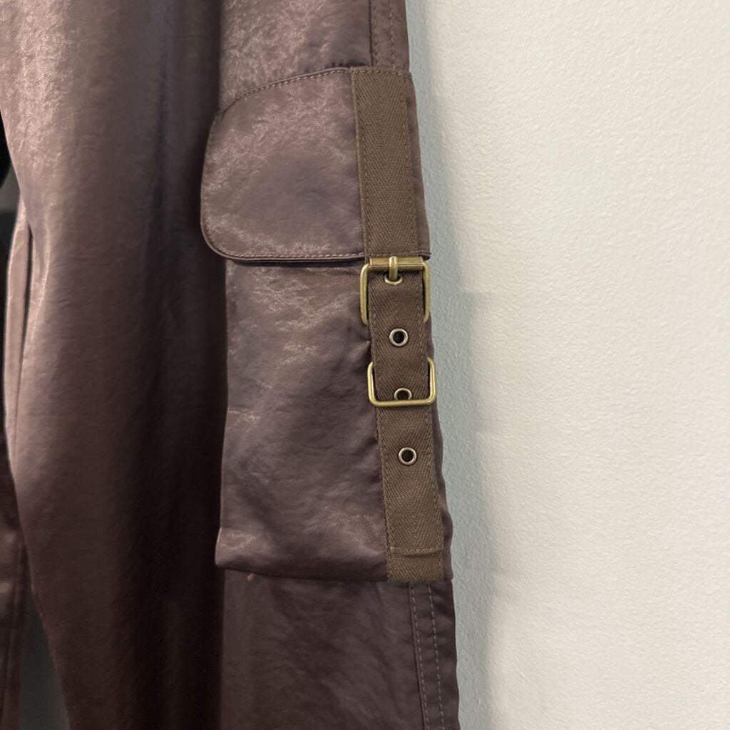 Express Brown Silky Cargo Pants 6