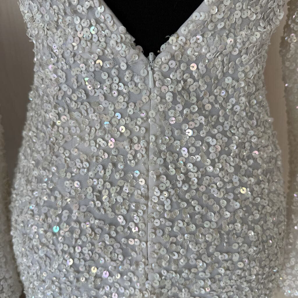 Scala White Sequined Longsleeve Homecoming Dress