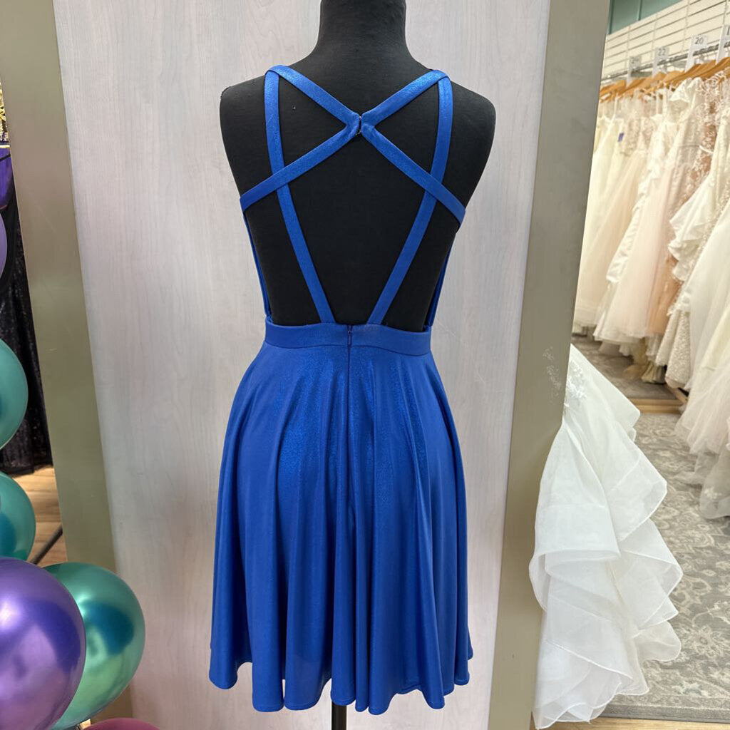 Shimmer Blue Jersey Homecoming Dress Size 6