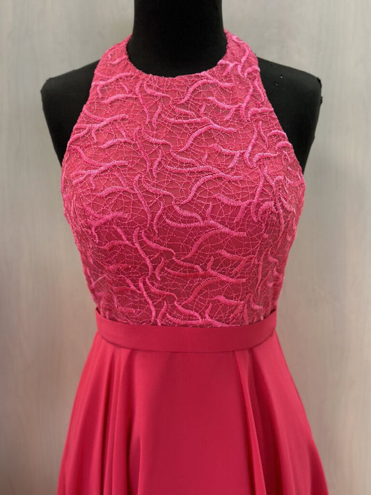 Hot Pink High Neck Homecoming Dress 4