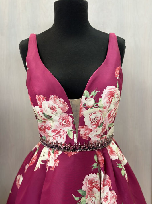 Sherri Hill Fuchsia Floral Homecoming Dress 6