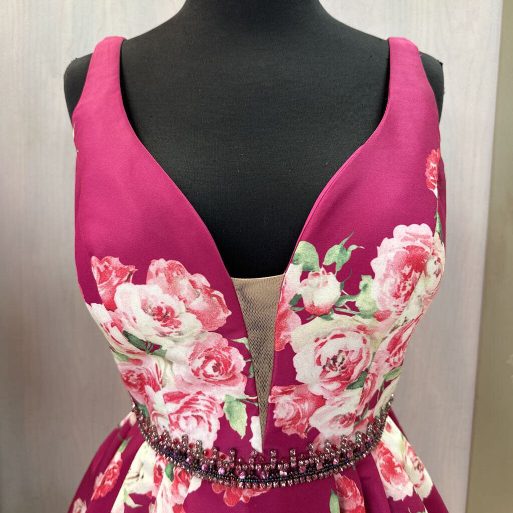 Sherri Hill Fuchsia Floral Homecoming Dress 6