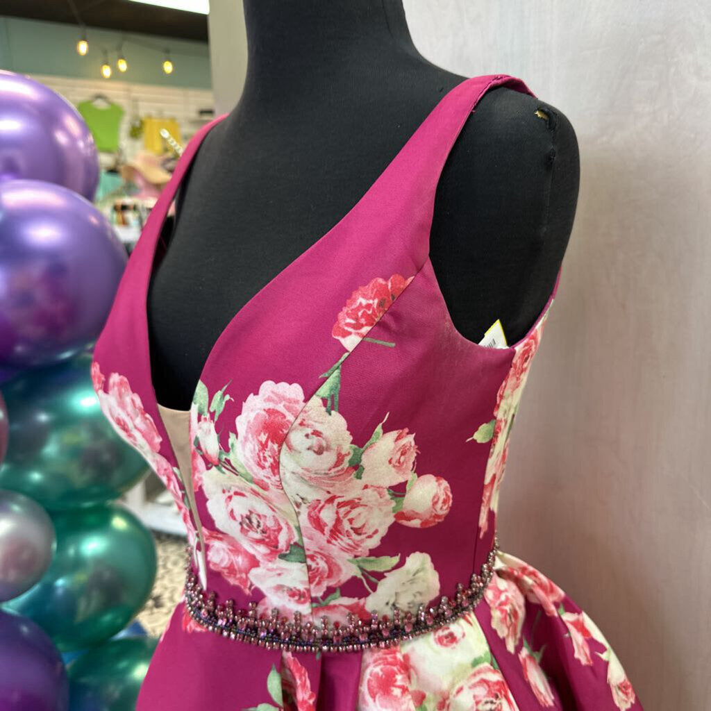 Sherri Hill Fuchsia Floral Homecoming Dress 6