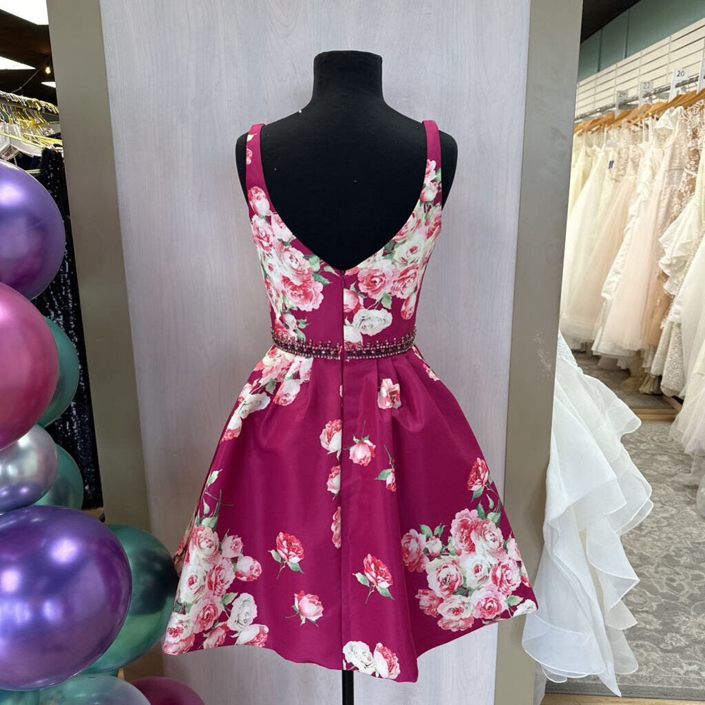 Sherri Hill Fuchsia Floral Homecoming Dress 6