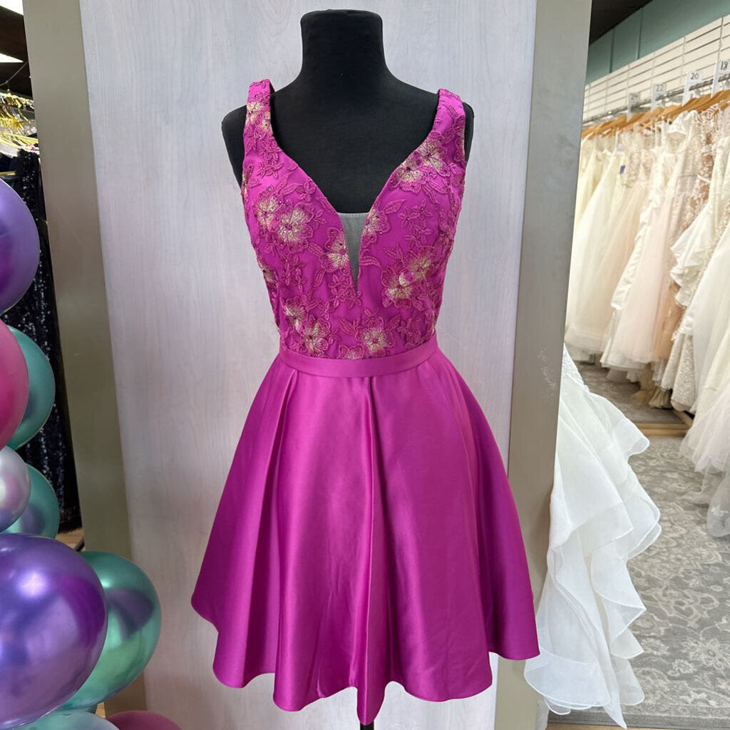 Raspberry Lace/Satin Homecoming Dress 10