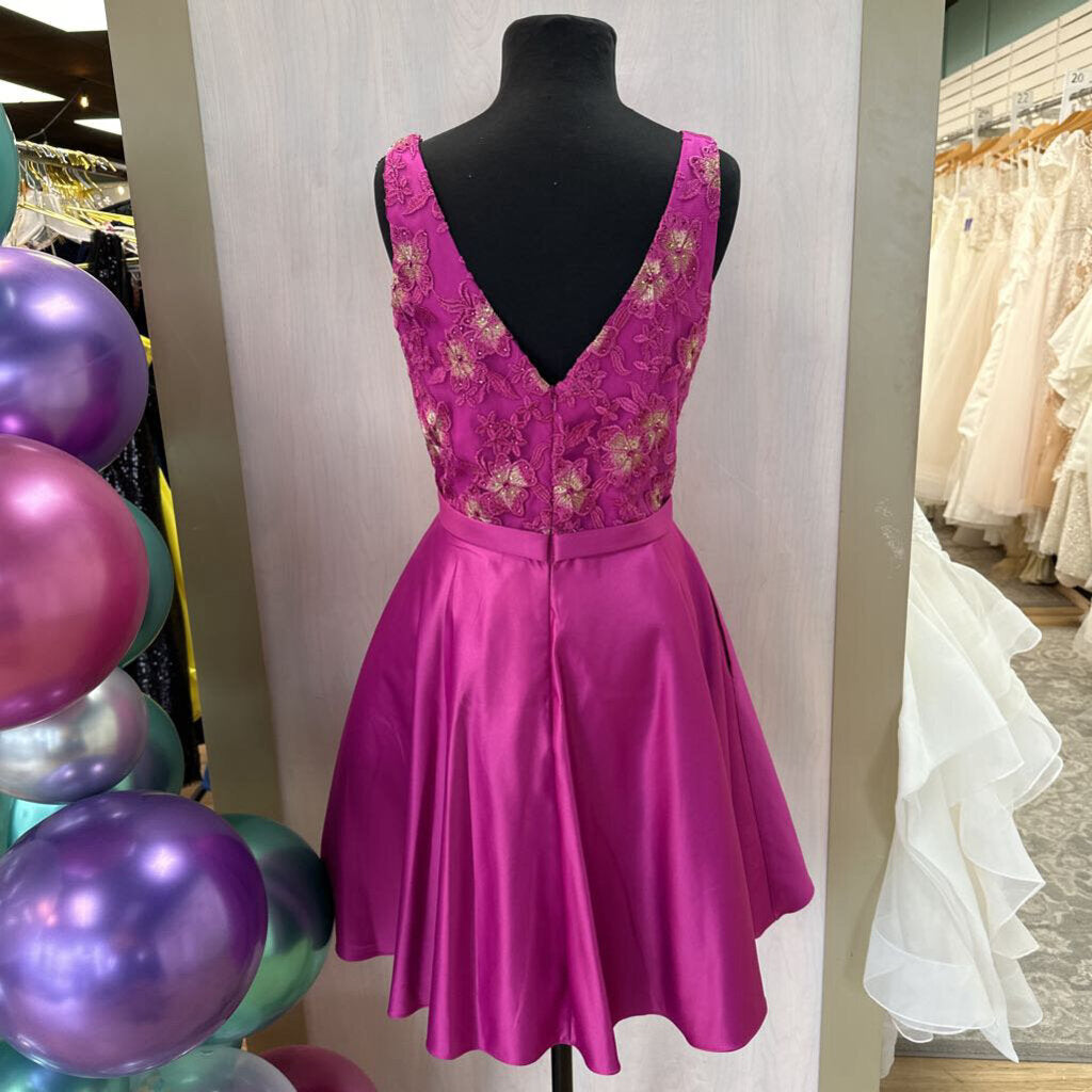 Raspberry Lace/Satin Homecoming Dress 10