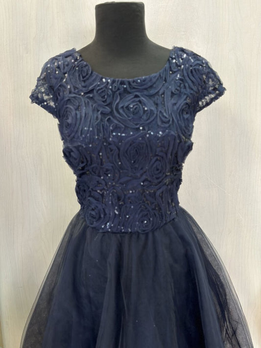 Navy 3-D Embellished Cocktail with Tulle 11