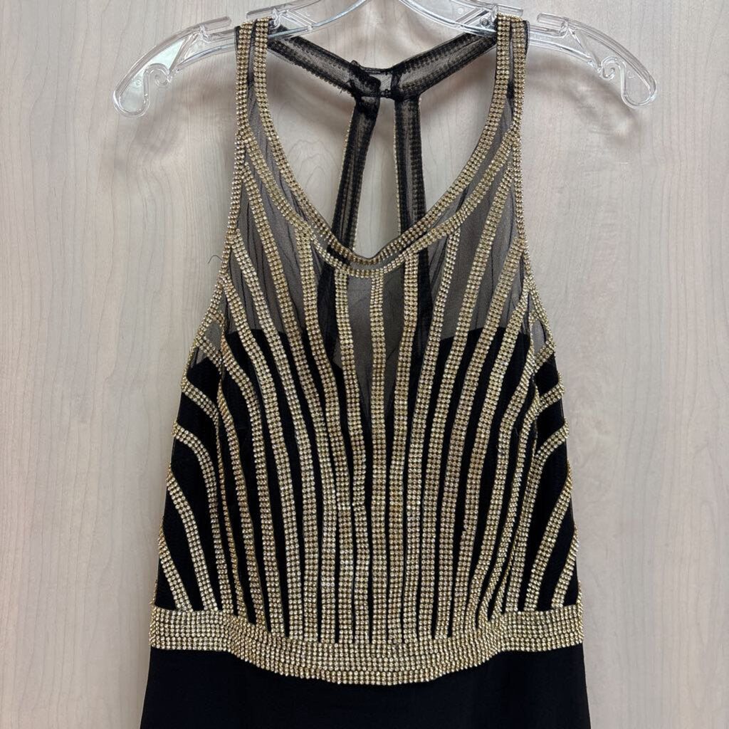 Black Highneck Sparkle Fitted Dress 16