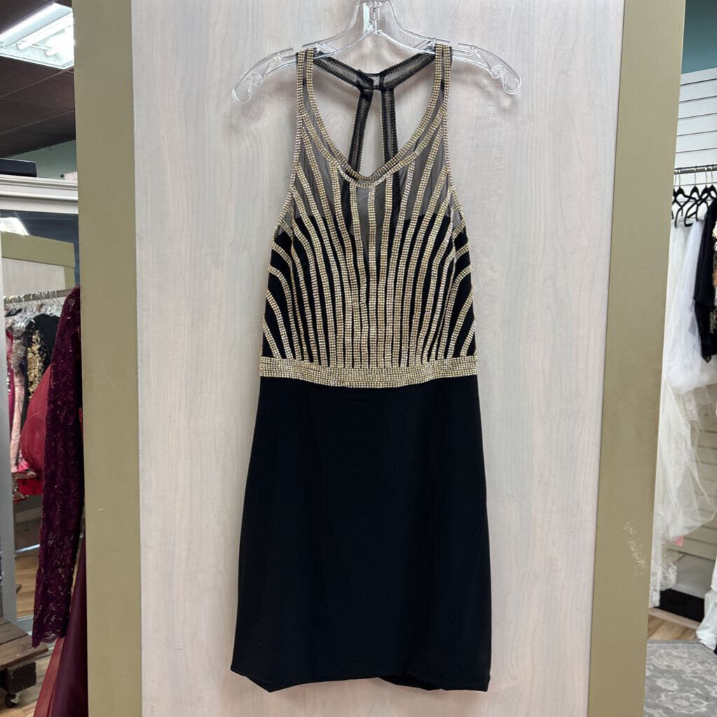 Black Highneck Sparkle Fitted Dress 16