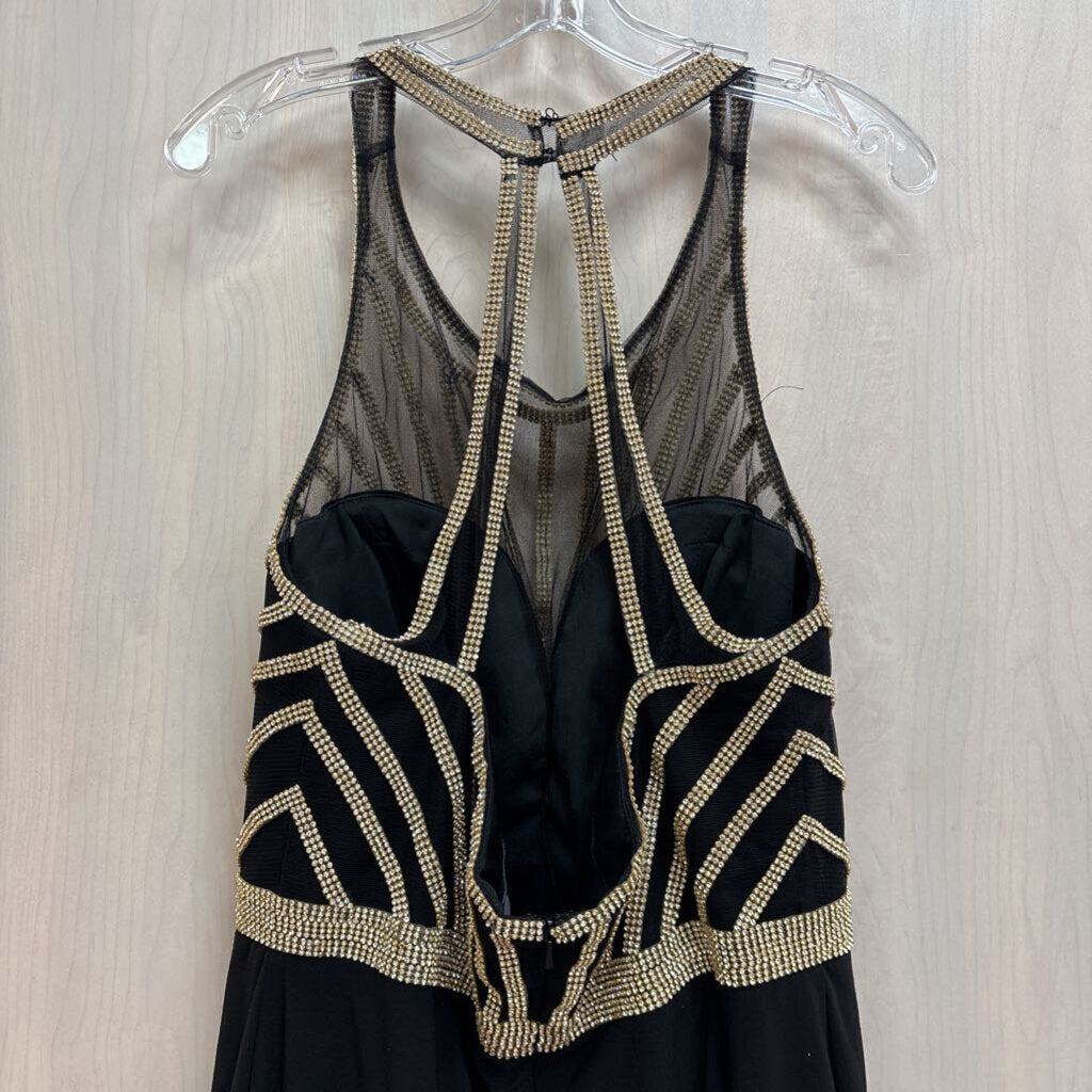 Black Highneck Sparkle Fitted Dress 16