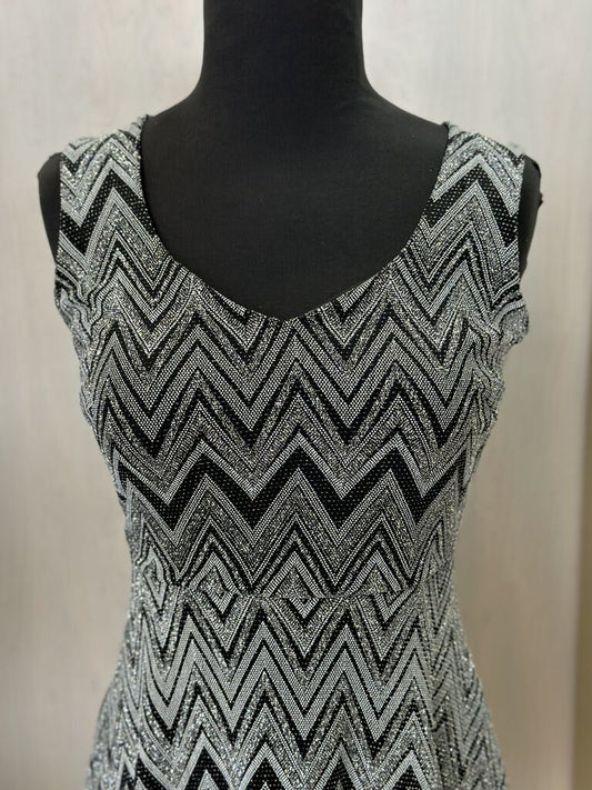 Black/Silver Shimmer Geo Print Cocktail Small