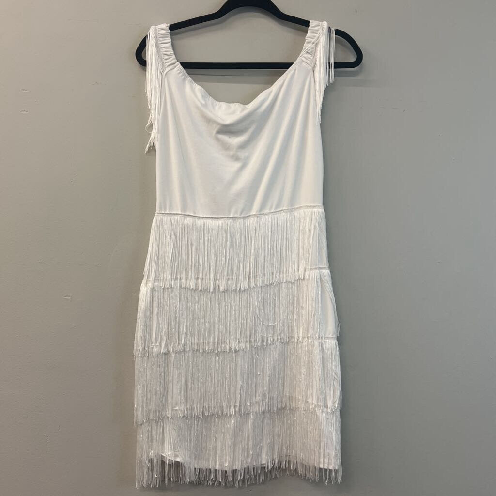 No Brand Off The Shoulder Fringe Mini Dress Large