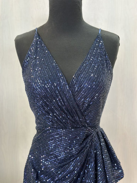 Navy Sequin Homecoming Dress