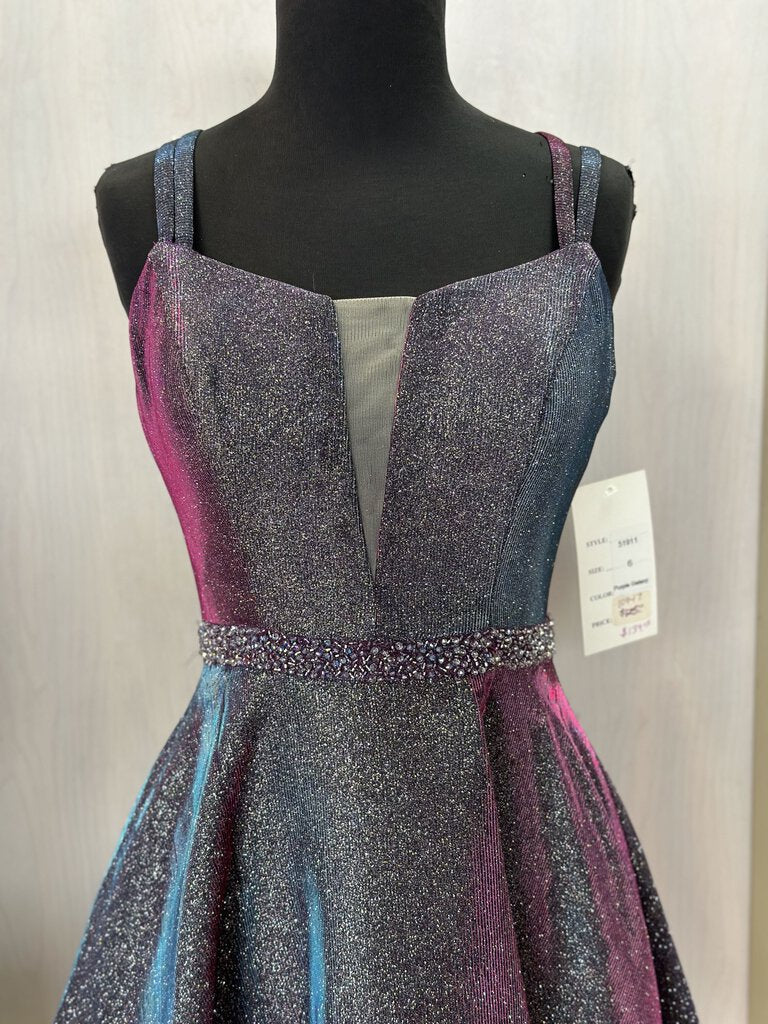 Purple Shimmer Strappy Homecoming Dress 6