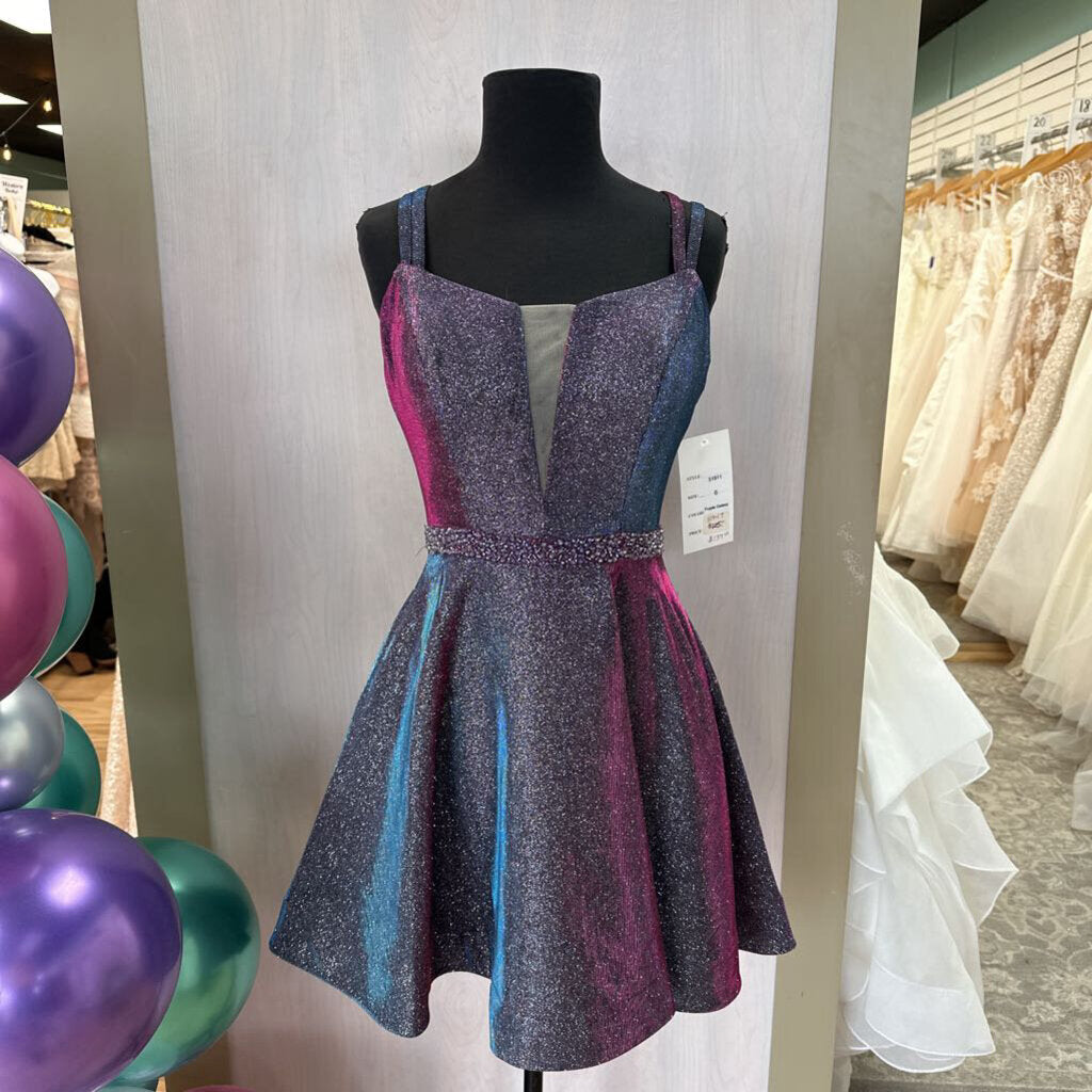 Purple Shimmer Strappy Homecoming Dress 6