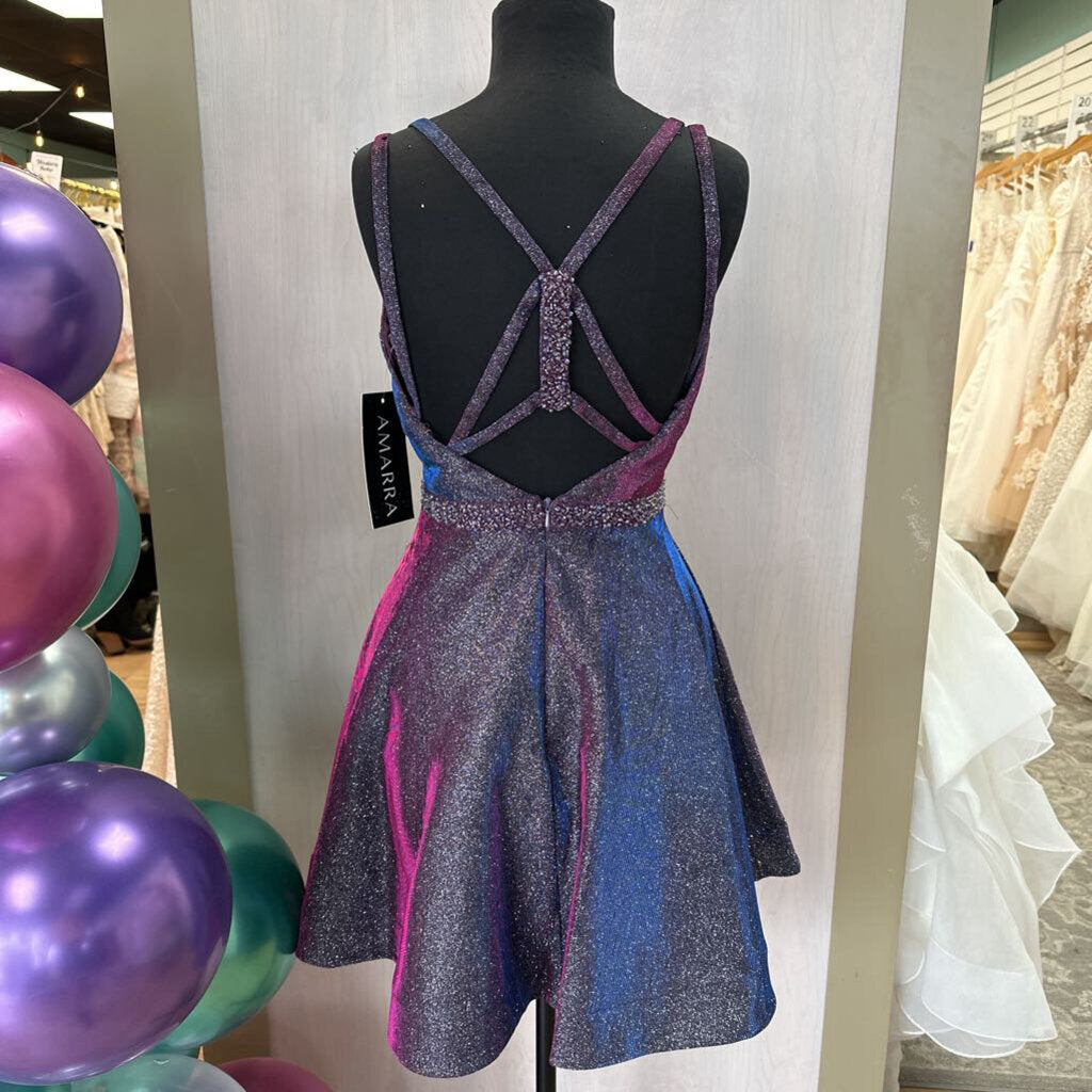 Purple Shimmer Strappy Homecoming Dress 6