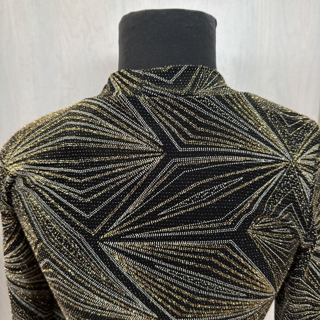 Black/Gold Shimmer Geo Print Dress Medium