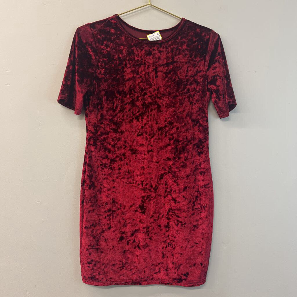 Crushed Velvet Bodycon Short Sleeve Dress Small