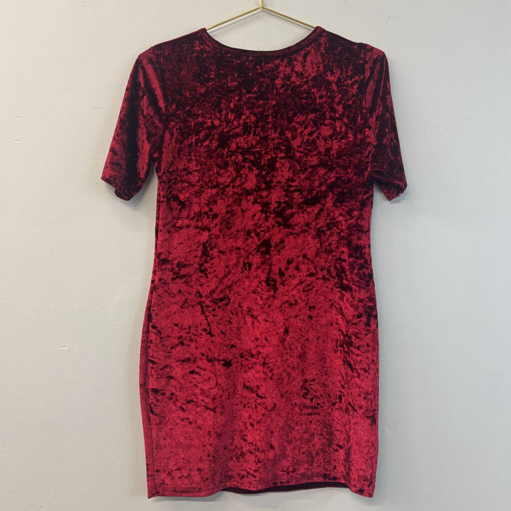 Crushed Velvet Bodycon Short Sleeve Dress Small