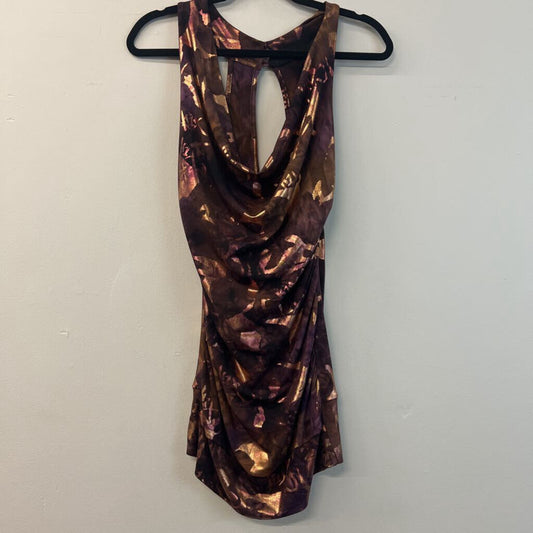 Brown/Gold Metallic Y2K Vintage Stretchy Fitted Dress Small