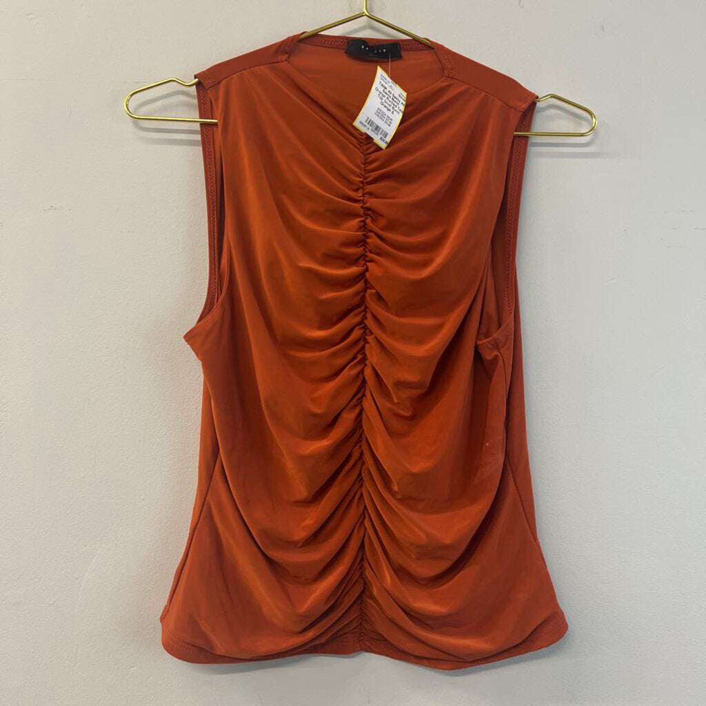 All Saints Burnt Orange Ruched Tank Top Small