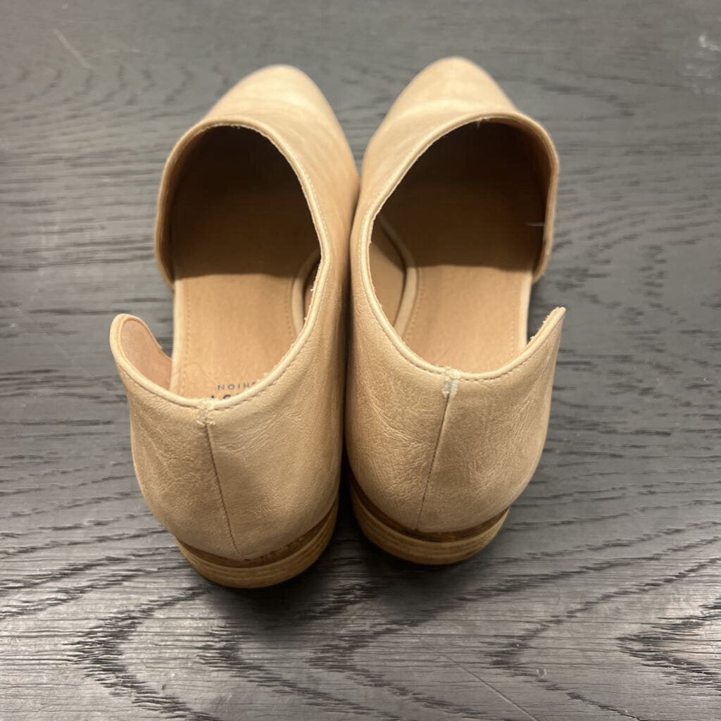 Ivory Leather Loafer Open Flats 8.0