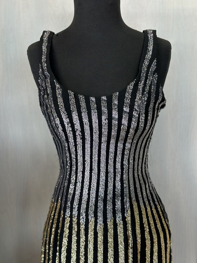 Vintage Jovani Sequin Stripes Mini Dress 0