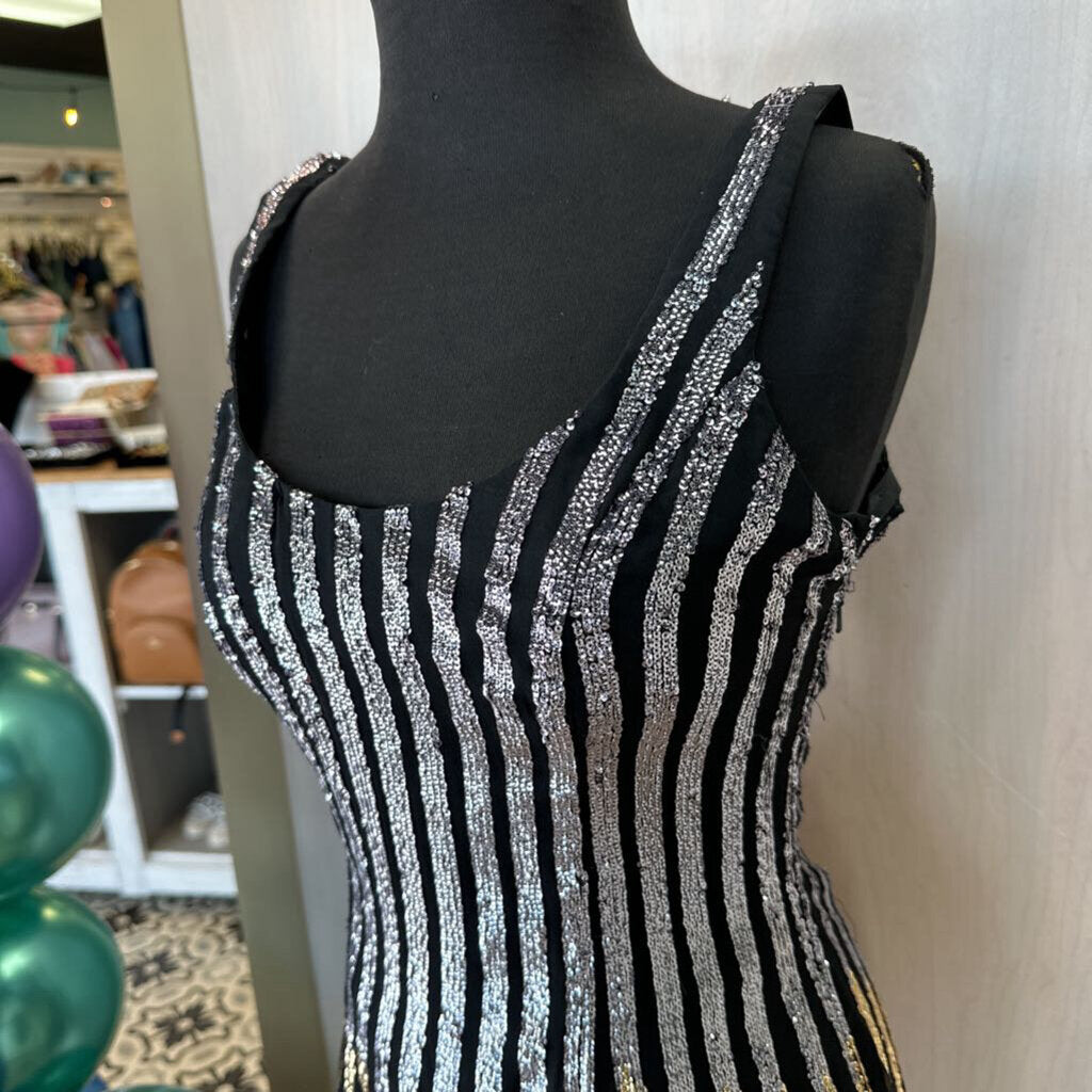 Vintage Jovani Sequin Stripes Mini Dress 0