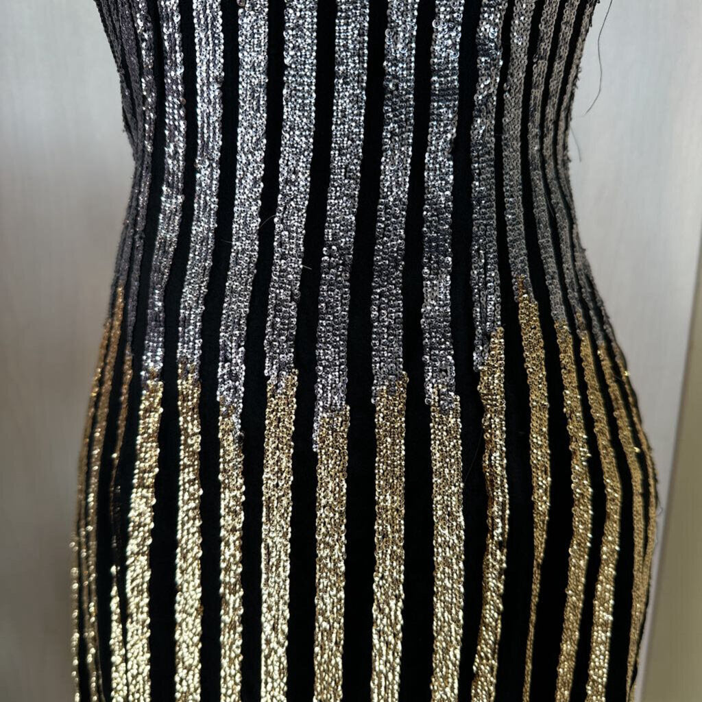 Vintage Jovani Sequin Stripes Mini Dress 0