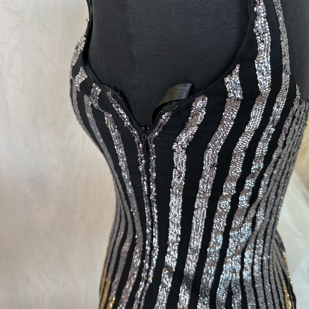 Vintage Jovani Sequin Stripes Mini Dress 0