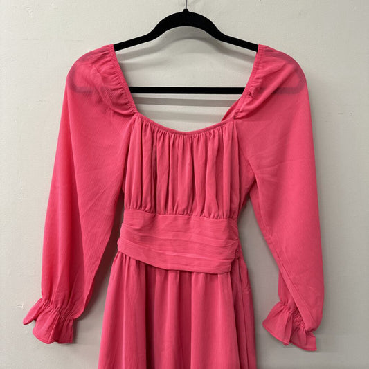 Exlura Pink Long Sleeve Tie Back Dress Extra Small