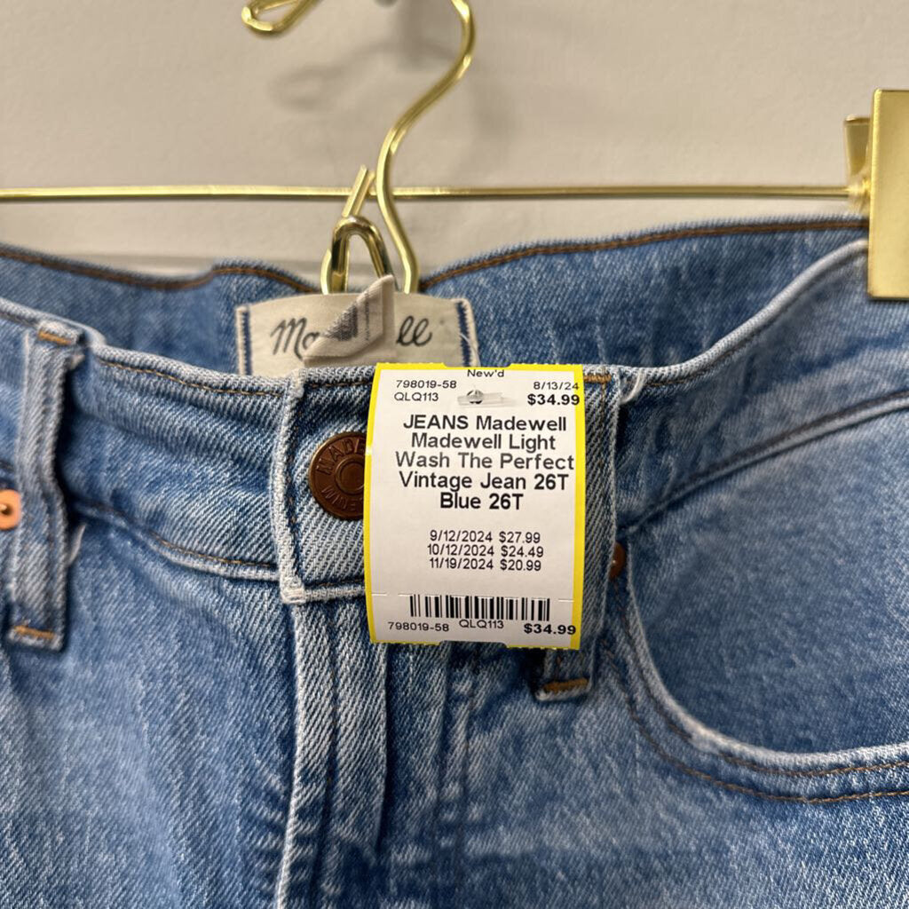 Madewell Light Wash The Perfect Vintage Jean 26T