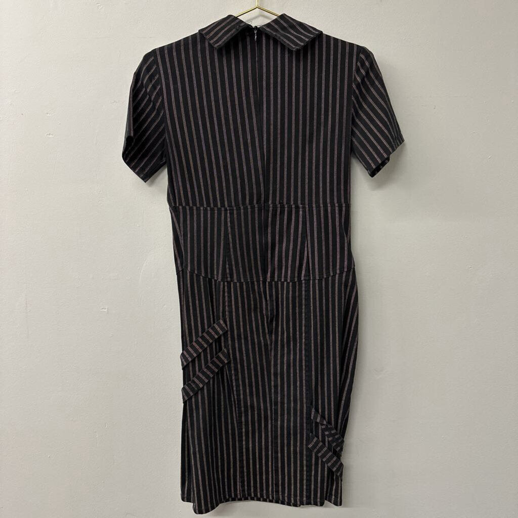 Vintage Lip Service Black Striped Short Sleeve Dress Medium