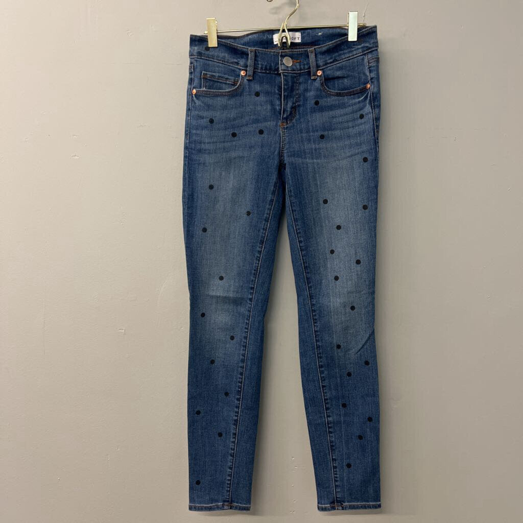 Loft Polka Dot Skinny Jeans 25